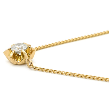 ノンブランド NON BRAND ソリティア ダイヤモンド 0.2ct イエローゴールド K18YG ダイヤモンド K18YG(チェーン/造幣局検定マーク) ネックレス Au750 18K 18金 1P 1石 1粒 6本爪 両吊りタイプ