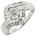 ノンブランド NON BRAND Pt ダイヤモンド 0.54ct プラチナシルバー Pt900 ダイヤモンド リング 指輪 プラチナ クラスターデザイン 菱形モチーフ 15号