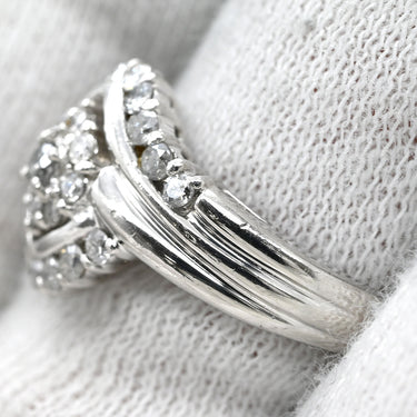 ノンブランド NON BRAND Pt ダイヤモンド 0.54ct プラチナシルバー Pt900 ダイヤモンド リング 指輪 プラチナ クラスターデザイン 菱形モチーフ 15号