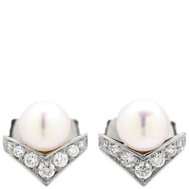 ショーメ CHAUMET エグレット パール ダイヤピアス 085046 ホワイトゴールド K18WG ダイヤモンド ピアス K18 Au750 V字型 ブリリアントカット ダイヤ 14P