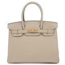 エルメス HERMES バーキン30 トゥルティエールグレー トゴ ハンドバッグ ピンクゴールド金具 グレージュ RG PG