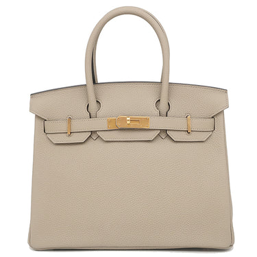 エルメス HERMES バーキン30 トゥルティエールグレー トゴ ハンドバッグ ピンクゴールド金具 グレージュ RG PG