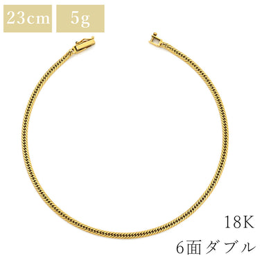 喜平 KIHEI アンクレット K18 23.2cm 5.2g 6面ダブル Ｗ イエローゴールド K18YG ブレスレット 造幣局検定マーク ショッピングローン対応していません
