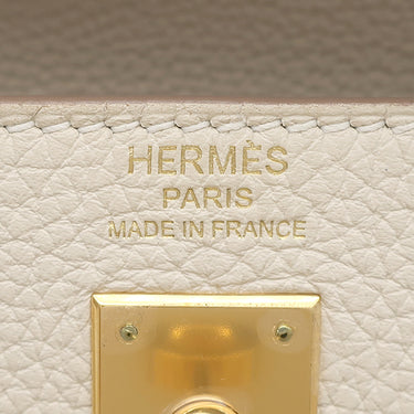 エルメス HERMES ケリー25 内縫い クレ トゴ 2WAYバッグ ゴールド金具 オフホワイト ショルダー