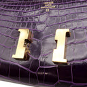 エルメス HERMES コンスタンス トゥーゴー カシス アリゲーター 長財布 ゴールド金具 紫 クロコ ショルダー