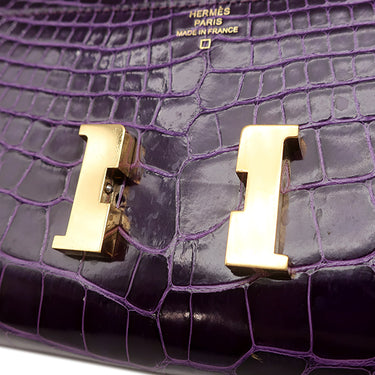 エルメス HERMES コンスタンス トゥーゴー カシス アリゲーター 長財布 ゴールド金具 紫 クロコ ショルダー