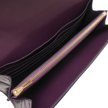 エルメス HERMES コンスタンス トゥーゴー カシス アリゲーター 長財布 ゴールド金具 紫 クロコ ショルダー