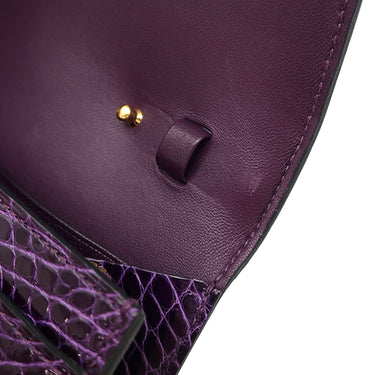 エルメス HERMES コンスタンス トゥーゴー カシス アリゲーター 長財布 ゴールド金具 紫 クロコ ショルダー