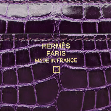 エルメス HERMES コンスタンス トゥーゴー カシス アリゲーター 長財布 ゴールド金具 紫 クロコ ショルダー