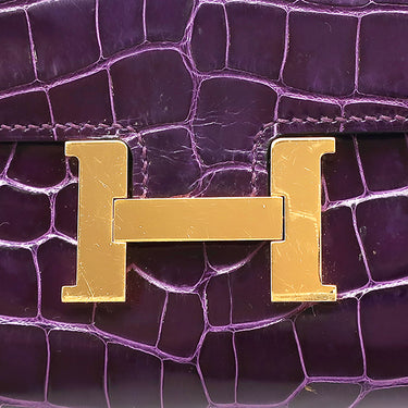 エルメス HERMES コンスタンス トゥーゴー カシス アリゲーター 長財布 ゴールド金具 紫 クロコ ショルダー