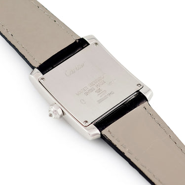 腕時計 カルティエ Cartier タンクフランセーズ MM WE100951 クオーツ レディース K18WG無垢 純正ダイヤ アイボリー 青針