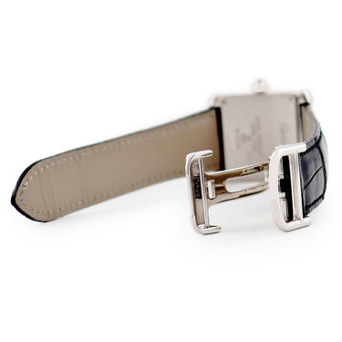 腕時計 カルティエ Cartier タンクフランセーズ MM WE100951 クオーツ レディース K18WG無垢 純正ダイヤ アイボリー 青針