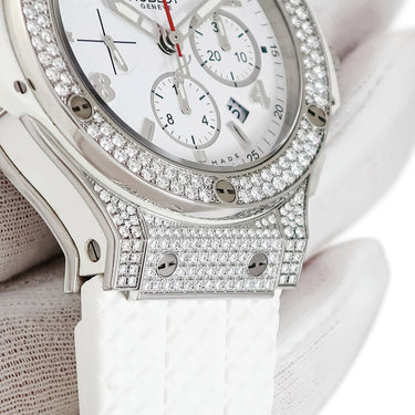 腕時計 ウブロ HUBLOT ビッグバン サンモリッツ 301.SE.230.RW.174 自動巻き メンズ 純正ダイヤ 白 デイト クロノグラフ スモセコ