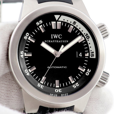 腕時計 IWC IWC アクアタイマー オートマティック IW354807 自動巻き メンズ ブラック 黒 逆回転防止付きインナーベゼル デイト