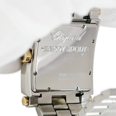 腕時計 ショパール CHOPARD ハッピースポーツ スクエア 28/8471 クオーツ メンズ 純正ダイヤ 5P K18YG×SS コンビ シェル