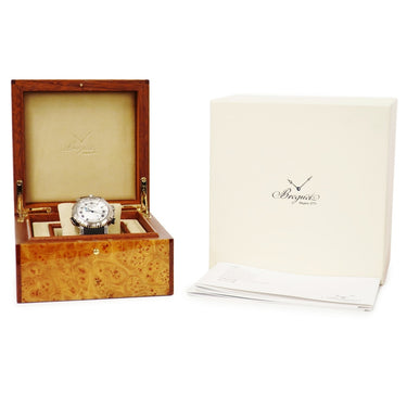 腕時計 ブレゲ BREGUET マリーン ロイヤル 5847BB/12/5ZV 自動巻き メンズ シルバー K18WG無垢 アラーム機能 ギヨシェ