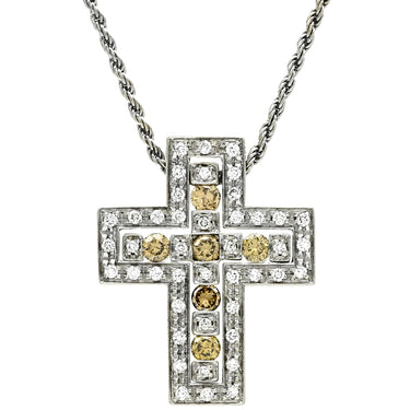 ダミアーニ DAMIANI ベルエポック S ブラウンダイヤ ホワイトゴールド K18WG ダイヤモンド ネックレス 18K 750 WG 十字架 クロス ペンダント
