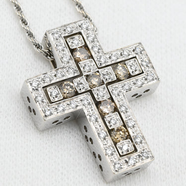 ダミアーニ DAMIANI ベルエポック S ブラウンダイヤ ホワイトゴールド K18WG ダイヤモンド ネックレス 18K 750 WG 十字架 クロス ペンダント