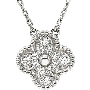 ヴァンクリーフアーペル Van Cleef & Arpels ヴィンテージアルハンブラ ペンダント VCARA46100 ホワイトゴールド K18WG ダイヤモンド ネックレス Au750 K18 12Pダイヤ