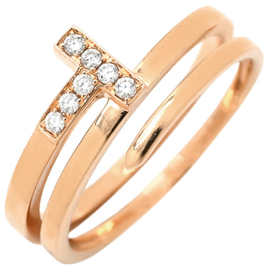 ティファニー Tiffany & Co Tスクエア ラップ ローズゴールド K18PG ダイヤモンド リング 指輪 ピンクゴールド AU750 18K 7石 7P ダイヤモンド 22号