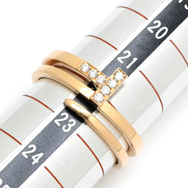 ティファニー Tiffany & Co Tスクエア ラップ ローズゴールド K18PG ダイヤモンド リング 指輪 ピンクゴールド AU750 18K 7石 7P ダイヤモンド 22号