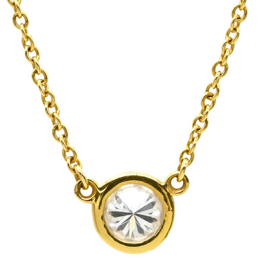 ティファニー Tiffany & Co バイザヤード シングルダイヤモンド ペンダント イエローゴールド K18YG ダイヤモンド ネックレス Au750 T&Co. 1P エルサペレッティ