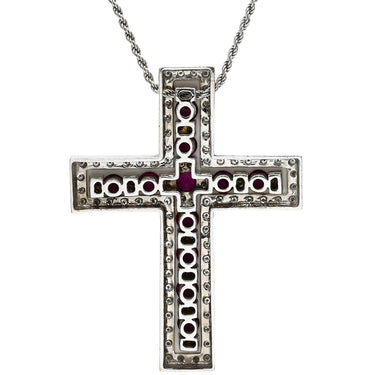 ダミアーニ DAMIANI ベルエポック ラージサイズ ホワイトゴールド K18WG ダイヤモンド ルビー ネックレス ペンダント 750 18金 ダイヤ ルビー クロス 十字架