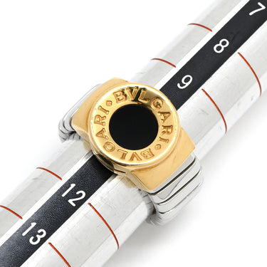 ブルガリ BVLGARI トゥボガスリング イエローゴールド×ブラック K18YG ステンレススチール オニキス #51 リング 指輪 AU750 18K 18金 YG×SS コンビ 11号