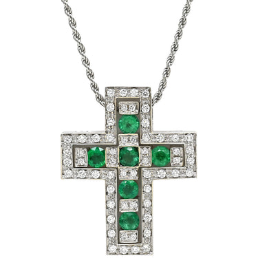 ダミアーニ DAMIANI ベルエポック M ホワイトゴールド K18WG ダイヤモンド エメラルド ネックレス ペンダント 750 18金 ダイヤ エメラルド クロス 十字架
