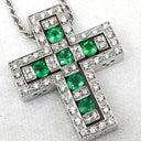 ダミアーニ DAMIANI ベルエポック M ホワイトゴールド K18WG ダイヤモンド エメラルド ネックレス ペンダント 750 18金 ダイヤ エメラルド クロス 十字架