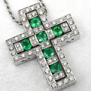 ダミアーニ DAMIANI ベルエポック M ホワイトゴールド K18WG ダイヤモンド エメラルド ネックレス ペンダント 750 18金 ダイヤ エメラルド クロス 十字架
