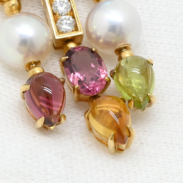 ブルガリ BVLGARI アレグラ マルチカラー イエローゴールド×マルチカラー K18YG ダイヤモンド パール マルチストーン ネックレス BVLGARI パール ダイヤ ペンダント 18K 750YG