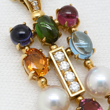ブルガリ BVLGARI アレグラ マルチカラー イエローゴールド×マルチカラー K18YG ダイヤモンド パール マルチストーン ネックレス BVLGARI パール ダイヤ ペンダント 18K 750YG