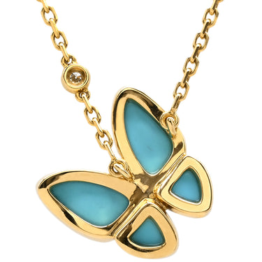 ヴァンクリーフアーペル Van Cleef & Arpels ドゥ パピヨン ペンダント VCARP7UP00 ブルーXイエローゴールド K18YG ターコイズ ダイヤモンド K18WG ネックレス 18K ターコイズ ダイヤモンド