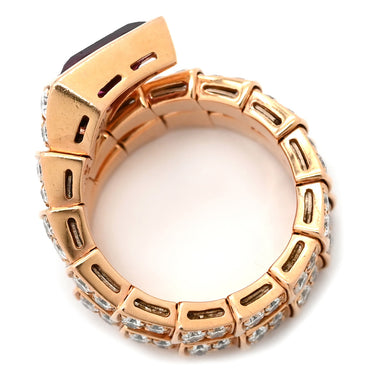 ブルガリ BVLGARI セルペンティ ヴァイパー ダブルコイル 347595 ピンクゴールド K18PG ダイヤモンド ルベライト 14039 リング 指輪 ダイヤモンド ルベライト 18K 750 15号