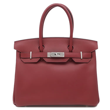 エルメス HERMES バーキン30 ルージュヴィフ ジョナサン ハンドバッグ シルバー金具 赤