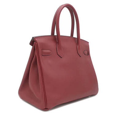 エルメス HERMES バーキン30 ルージュヴィフ ジョナサン ハンドバッグ シルバー金具 赤