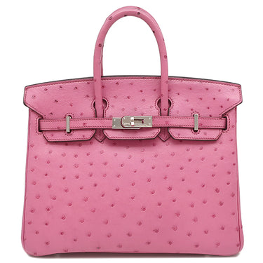 エルメス HERMES バーキン25 フューシャピンク オーストリッチ ハンドバッグ シルバー金具