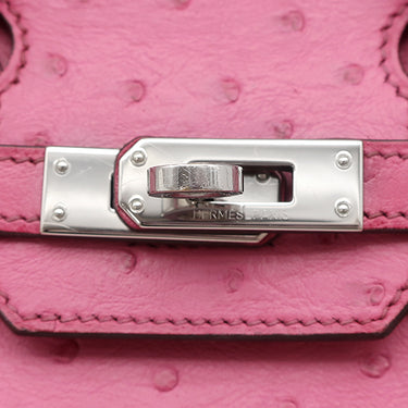 エルメス HERMES バーキン25 フューシャピンク オーストリッチ ハンドバッグ シルバー金具