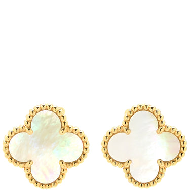 ヴァンクリーフアーペル Van Cleef & Arpels ヴィンテージ アルハンブラ VCARA44100 ホワイト×イエローゴールド K18YG マザーオブパール ピアス 白 750YG 18K