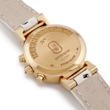 腕時計 ハリーウィンストン Harry Winston プルミエール クロノグラフ 200UCQ32R クオーツ レディース K18PG 純正ダイヤ シェル スモセコ
