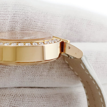腕時計 ハリーウィンストン Harry Winston プルミエール クロノグラフ 200UCQ32R クオーツ レディース K18PG 純正ダイヤ シェル スモセコ