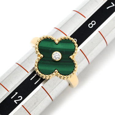 ヴァンクリーフアーペル Van Cleef & Arpels ヴィンテージ アルハンブラ リング VCARO3QM00 グリーン×イエローゴールド K18YG ダイヤモンド マラカイト #50(JP10) リング 指輪 緑 10号