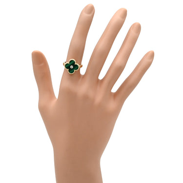 ヴァンクリーフアーペル Van Cleef & Arpels ヴィンテージ アルハンブラ リング VCARO3QM00 グリーン×イエローゴールド K18YG ダイヤモンド マラカイト #50(JP10) リング 指輪 緑 10号