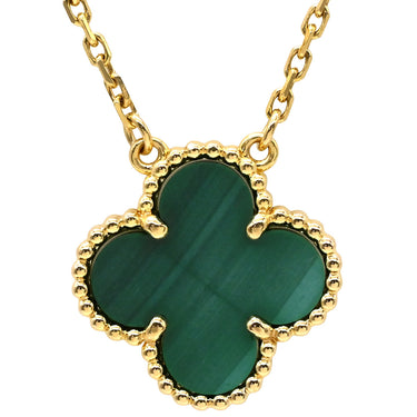 ヴァンクリーフアーペル Van Cleef & Arpels ヴィンテージ アルハンブラ VCARO9VA00 イエローゴールド×グリーン K18YG マラカイト ネックレス Au750 18K 18金 緑 マラカイト