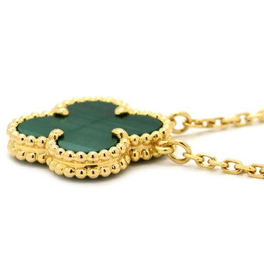 ヴァンクリーフアーペル Van Cleef & Arpels ヴィンテージ アルハンブラ VCARO9VA00 イエローゴールド×グリーン K18YG マラカイト ネックレス Au750 18K 18金 緑 マラカイト