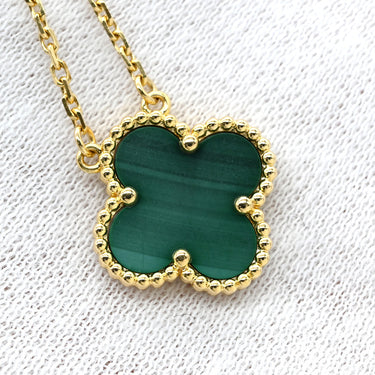 ヴァンクリーフアーペル Van Cleef & Arpels ヴィンテージ アルハンブラ VCARO9VA00 イエローゴールド×グリーン K18YG マラカイト ネックレス Au750 18K 18金 緑 マラカイト