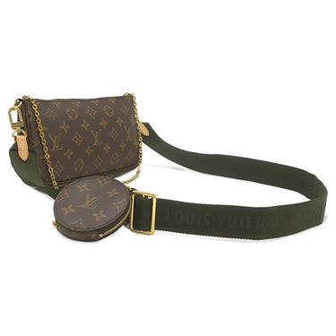 ルイヴィトン LOUIS VUITTON ミュルティ ポシェット アクセソワール M44813 カーキ モノグラムキャンバス ショルダーバッグ ゴールド金具 ポーチ