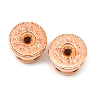 エルメス HERMES ポップアッシュ Hピアス ミニ バイカラー マロングラッセ×ホワイト メタル エナメル ピアス ピンクゴールド金具 新品 未使用 Hモチーフ