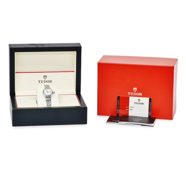 腕時計 チュードル TUDOR クレア ドゥ ローズ M35200-0001 I番 自動巻き レディース OH済 I番 デイト ローマン 青針 オパライン